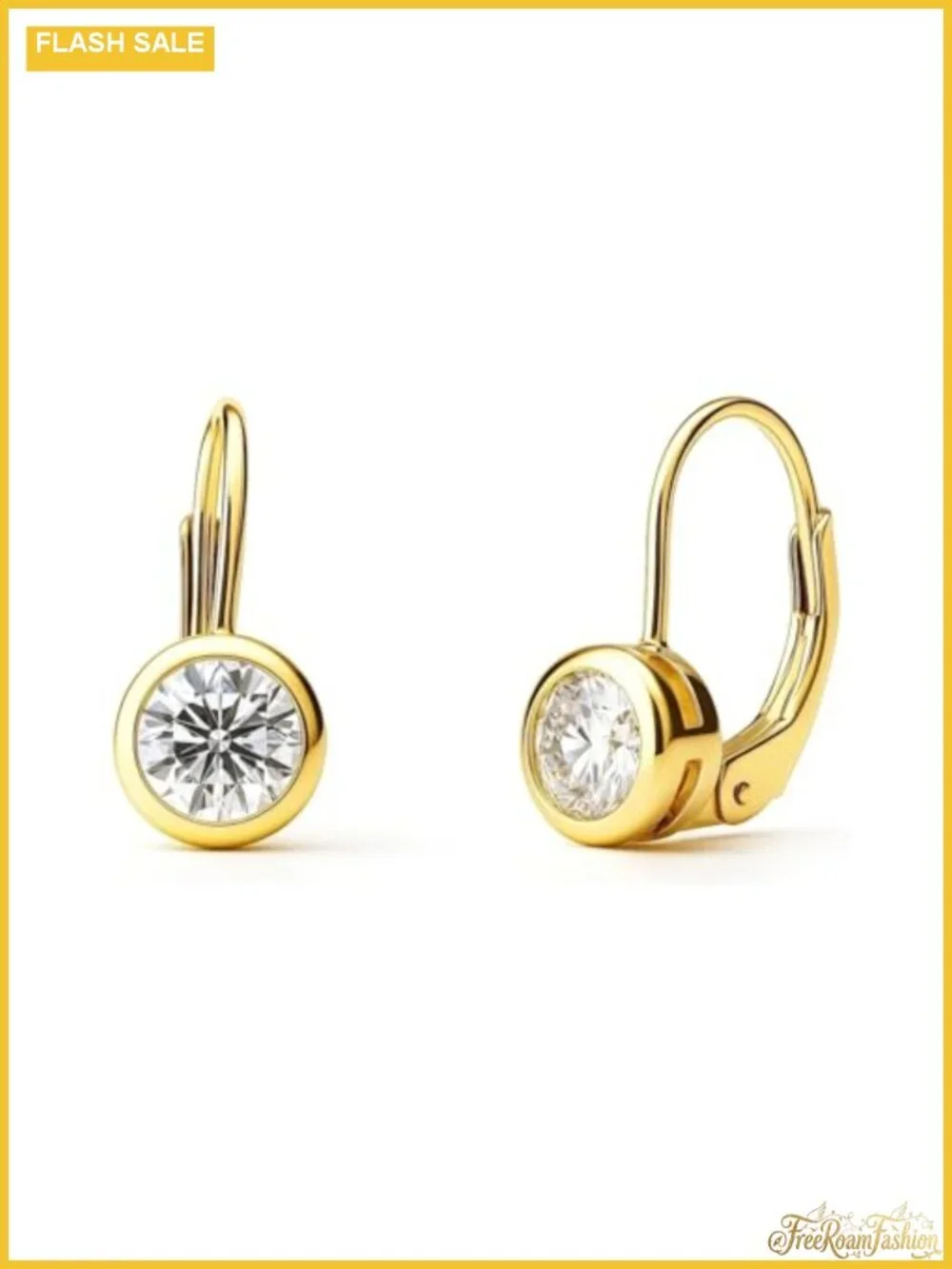 Sterling Silver CZ Solitaire Dangle Drop Earrings Leverback Women